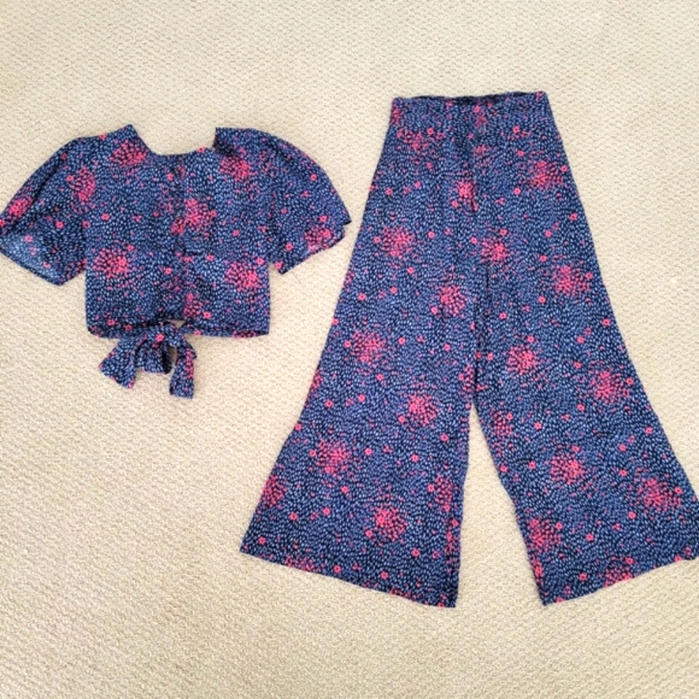 Free People Two Piece Floral Pants and Top Size XS Spring Summer Wide Leg